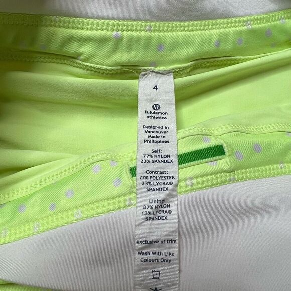 Lululemon Skirt Skort Size 4 Neon Green Built in Shorts Stretchy Mini Rare Find - Picture 4 of 9